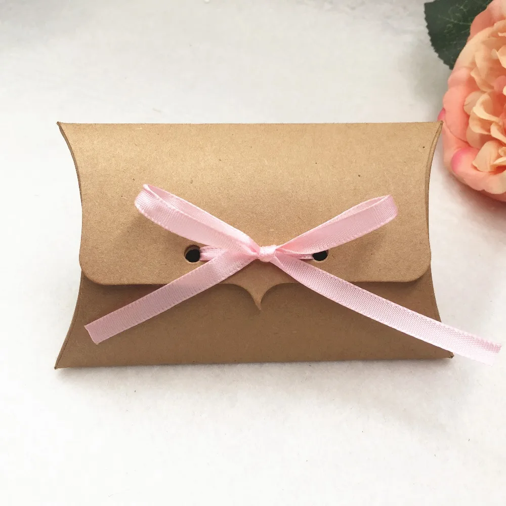 40 шт крафт-картонные бумажные коробки форма подушки Свадебная коробка для конфет/печенья/ювелирных изделий Подарочная упаковка коробка