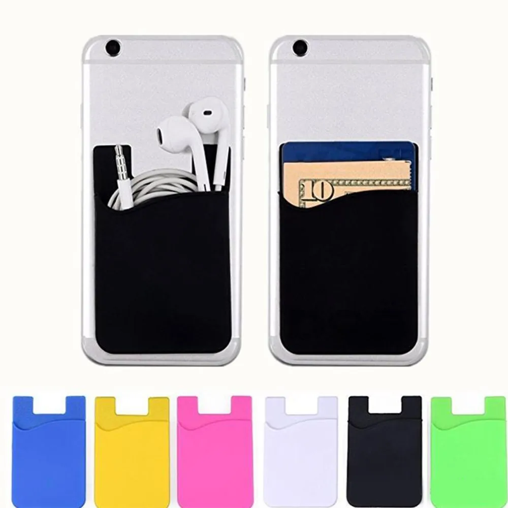 5PCS Phone Card Holder Silicone Cell Wallet Case Credit ID Pocket Stick on 3M Adhesive with OPP Bag | Мобильные телефоны и