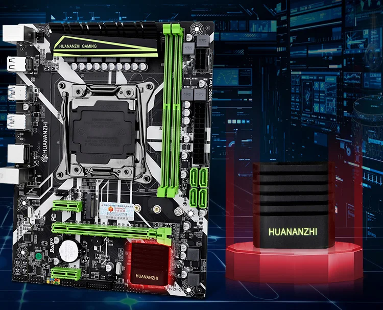 Материнская плата HUANANZHI M ATX X99 для всех процессоров LGA2011-3, таких как 2680 V4/V3 M.2 NVMe Слот 2* DDR4 4* USB3.0 4* SATA3.0 порты