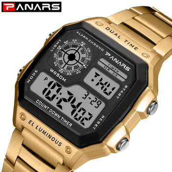 

PANARS Relogio Masculino Watch Men Sport Digital Watches Chronograph Waterproof Watch Stainless Business Wristwatches Male Clock