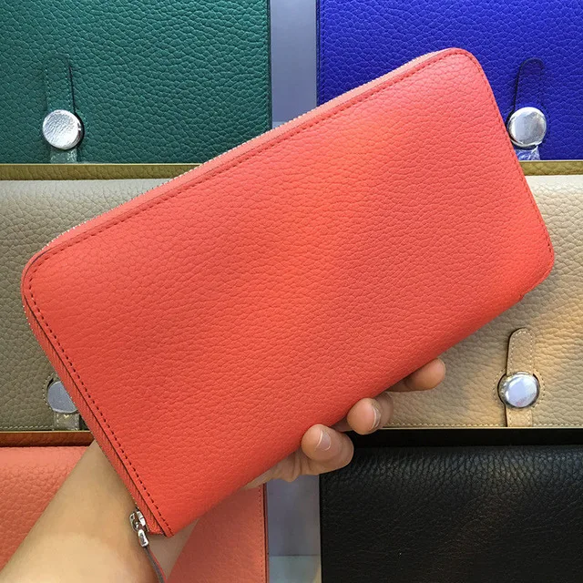 

Ladies Wallets High quality Femme Clutch Zipper Wallets Real Leather Women Handy Card Holder Purse Cell Phone Pocket Hot Sale