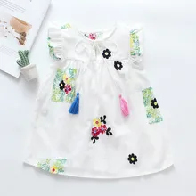 Платье принцессы для девочек, детское платье, платье принцессы трапециевидной формы без рукавов для девочек, платья с цветочным принтом для детей, Vestidos