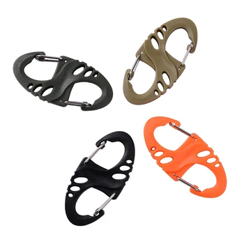 

10 pcs/lot Mini S-shaped 8 Shaped Type Buckle Double Gated Locking Carabiner Key Ring Keychain Clip Hook Snap Spring Clasp