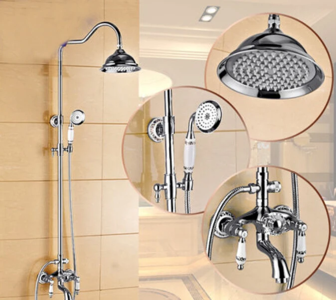 Buy Luxury Chrome Brass Shower Faucet Sets Wall