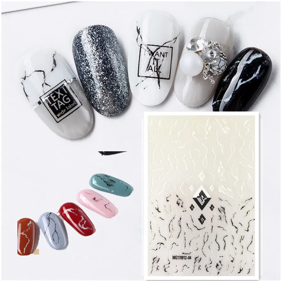 

Newest WG-04 marbling design 3d nail art stickers Japan Korea style nail decal stamping template DIY nail decorations tools