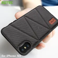 

EPTEC Back Cover for iPhone Xs Case PU Leather for Apple iPhoneXS Silicone Coque Housing Woven Pattern PC 5.8 inch Full Cover