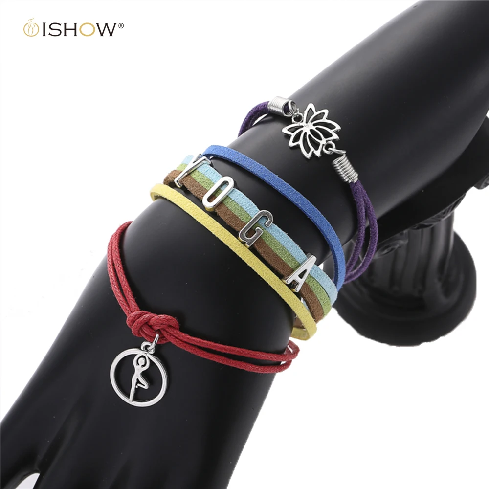 Vintage Yoga Bracelets Lenther Handmade Pendant Bracelets Mam Woman