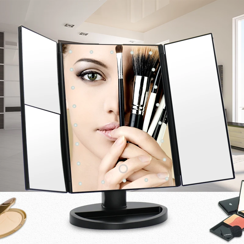 

LED Touch Screen Makeup Mirror Light Professional Vanity M 1X/2X/3X Magnifying 22 LED Lights Adjustable 180 Rotating