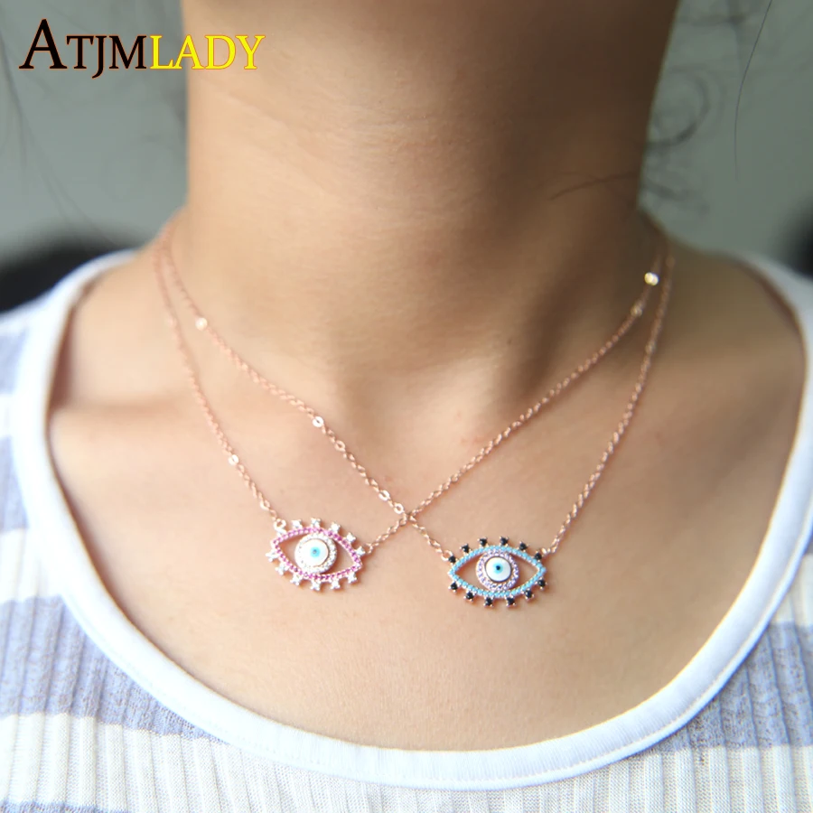 

New 2018 blue red stones eyelash pave turquoisesa stone rose gold chain chocker statement trendy stylish women jewelry necklace