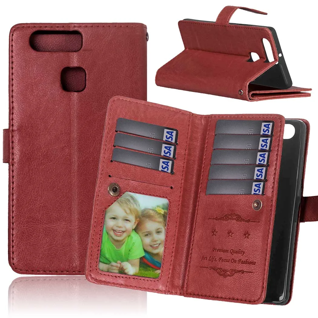 

Luxury Case for Huawei Ascend P9 Cover with Card Holder Wallet PU Leather Case Cover For HuaWei P9 Cellphone Case Bag with Stand