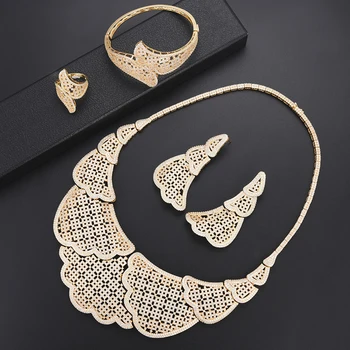 

missvikki Brand Nigerian Wedding African Jewelry Set Woman Fashion Dubai Gold Color Jewelry Set Nigerian Wedding Bridal Bijoux