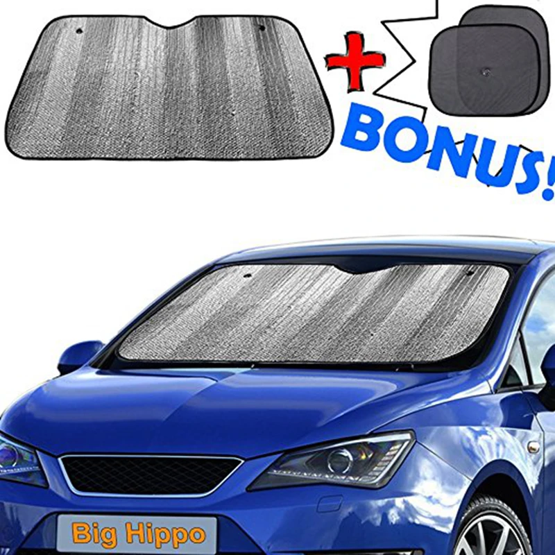 大きなカバ車のフロントガラスサンシェード ボーナスカーサンシェード用サイド日よけ最高紫外線バイザープロテクターシェードフロントウィンドウシェード Sunshades For Cars Shade For Carsunshades For Car Windshield Aliexpress