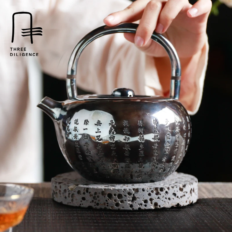 Big 800ml Teapot pot Sterling Silver 999 Kettle Handmade Tea Japanese