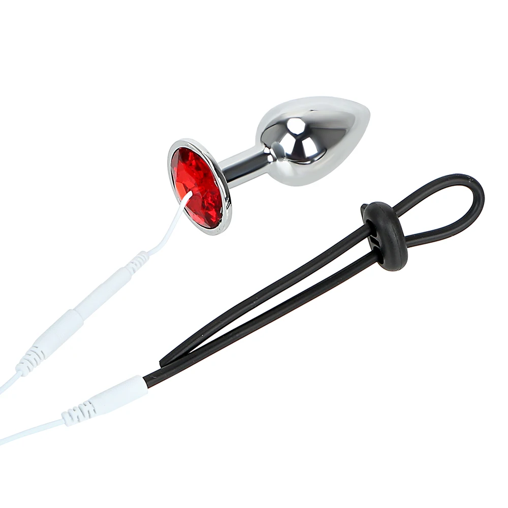 IKOKY Electric Shock Set Penis Stimulator Sex Toys For Men Anal Plug & Cock Ring Electrical Climax Medical Themed electro sex toys electric sex toys
