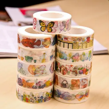 

1x (32 style optional) 1.5cmX10m washi tape children like DIY Diary decoration masking tape stationery scrapbooking tools #1-#10