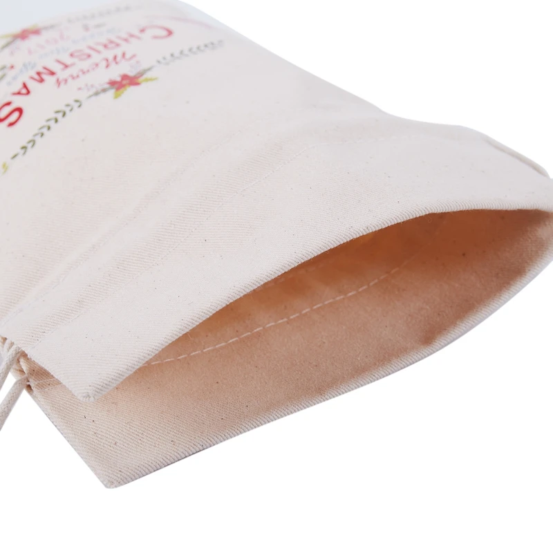 1 кремово-белый холст креативный Рождественский олень "Рождество" Сумка для хранения/сумки на шнурке/Подарочная конфетная сумка #5
