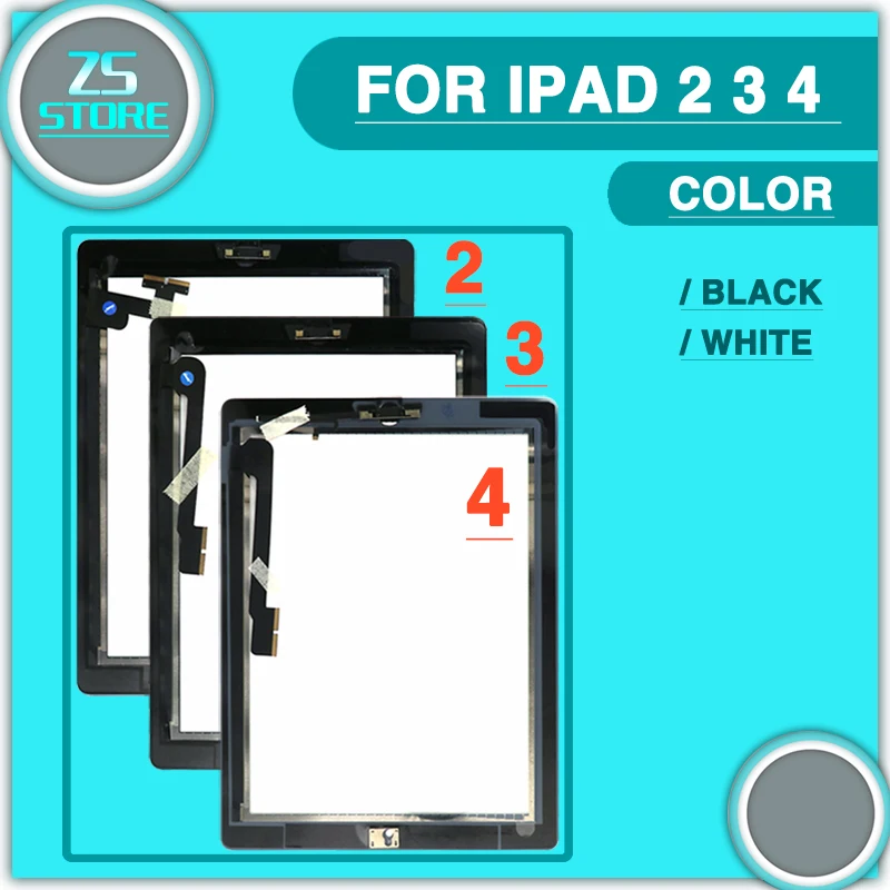 

10Pcs For ipad 2 touch Panel For ipad 2 / 3 / 4 Touch Screen Digitizer + Home Button + Sticker +Camera Holder Complete Assembly