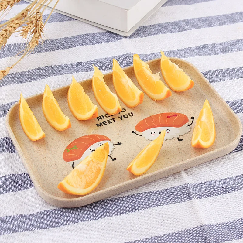 1piece Rectangle Eco-friendly Wheat fiber Plastic Fruit Food Serving Tray Teapot Cup Tableware Storage Holder Buffet Plate Board