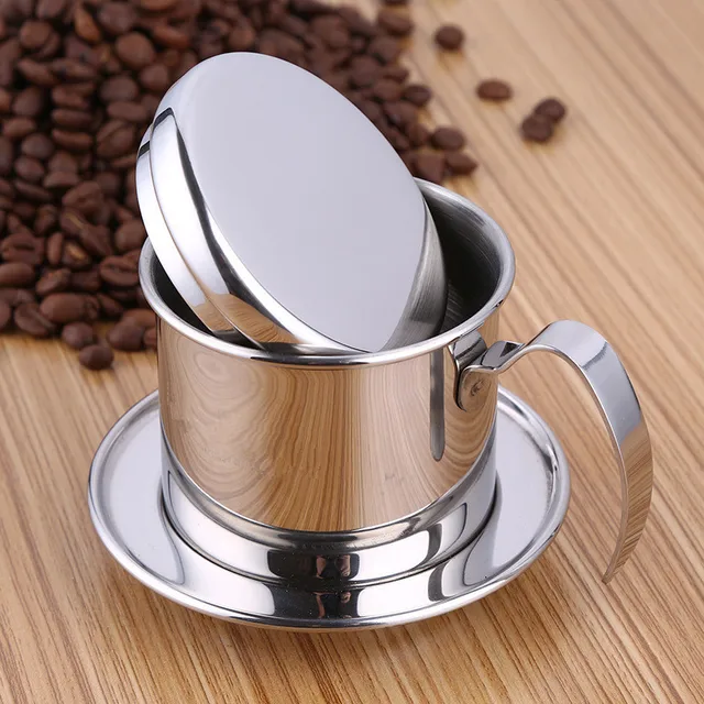 Stainless Steel Vietnam Coffee Pour Over Dripper Filter Maker Drip Pot Single Cup Stainless Steel Vietnam Coffee Pour Over Dripper Filter Maker Drip Pot Single Cup