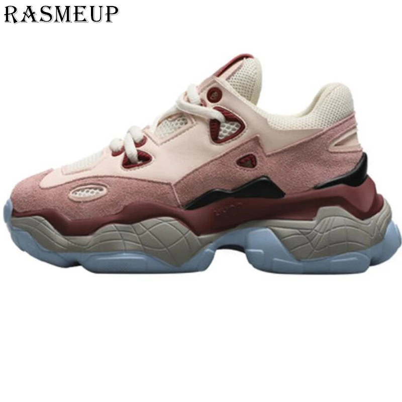RASMEUP из натуральной кожи Для женщин Коренастый кроссовки 2019 Мода весна на платформе Для женщин кроссовки женские ботильоны купить на AliExpress