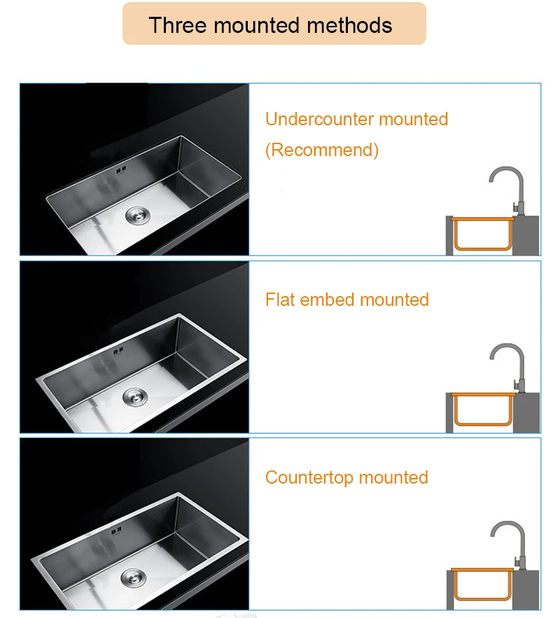 45 * см 40 см undermount нержавеющая сталь Кухня Раковина Одной Чаши ручной работы 17,7 "кухня резервуар для мм воды 10 мм Радиус углы матовый