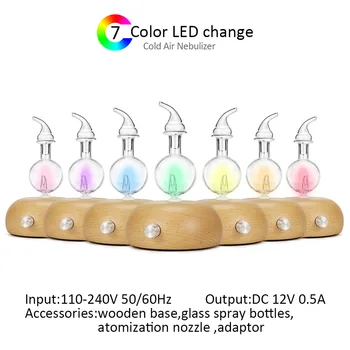 

Essential Oil Diffuser Aroma Lamp Air Purifier Wood and Glass Aromatherapy Diffuser Mist Maker Fogger with 7 Colors LED Light