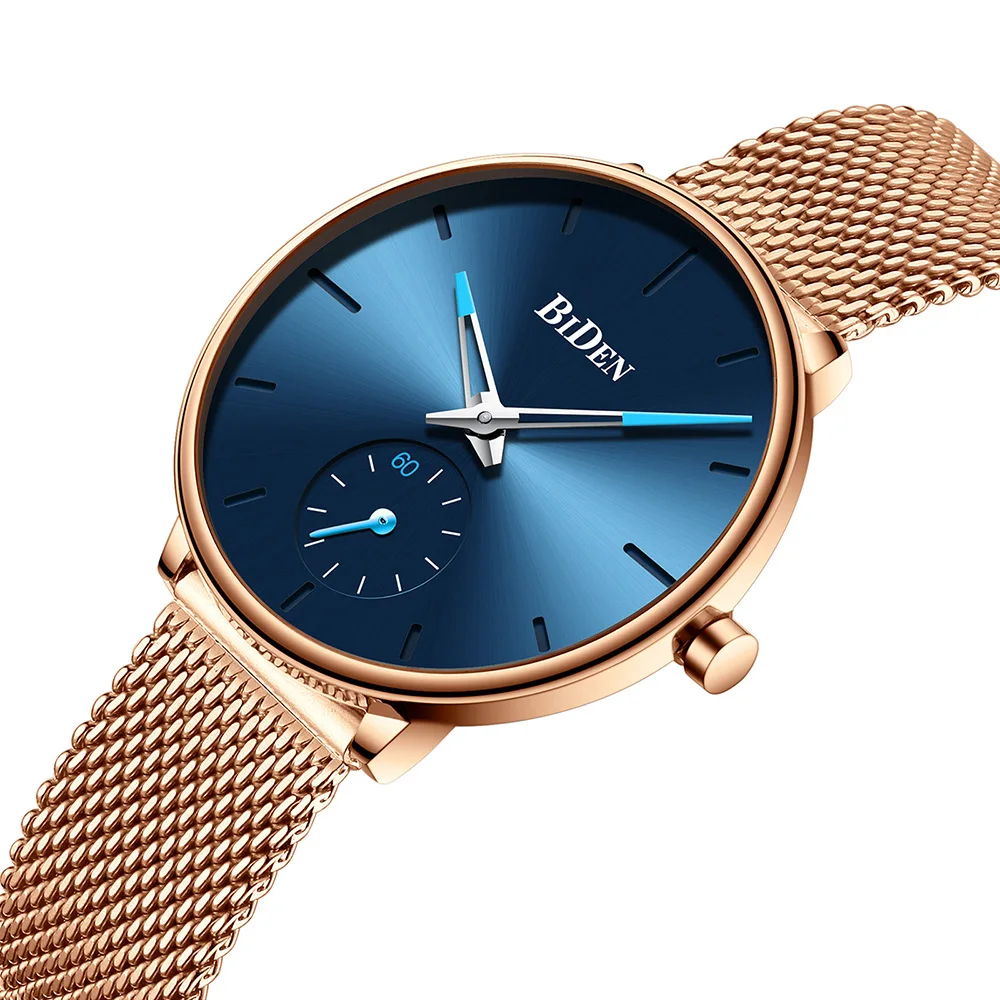 

Women Watches Luxury Brand Fashion Minimalist Style Blue Watch Women Casual Rose Gold Mesh Steel Waterproof Clock Montre Femme