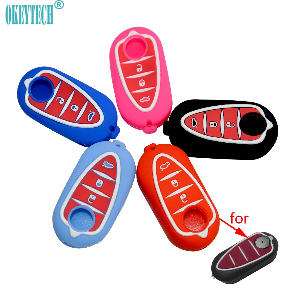 

OkeyTech Silicone Car Key FOB Cover Case Skin Protector for Alfa Romeo 4C Mito 3 Buttons Remote Key Silica Gel Shell Fashion