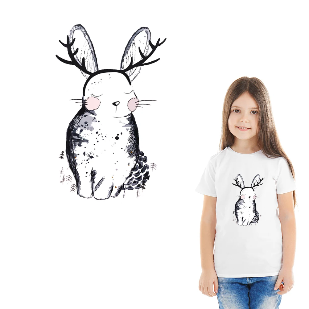 Lovely rabbits Patch Can Be Washed Home Ironing Parent child Patch Heat