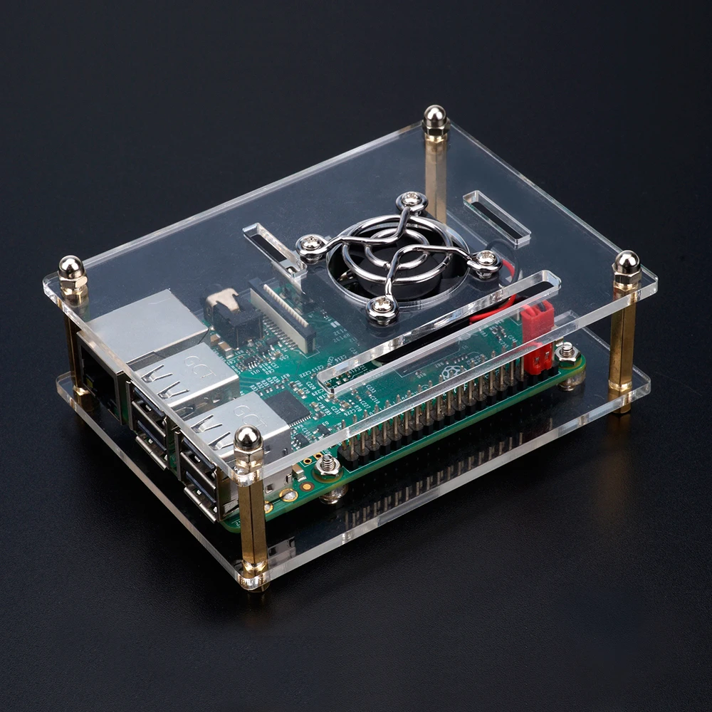 Raspberry Pi 3 Модель B + акриловый прозрачный чехол 1 Слои корпус основа + вентилятор охлаждения + Защитная крышка для raspberry Pi 3 Модель B/2