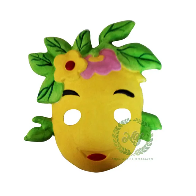 Pulp mask hand draw yellow mango cute paint for Hallowmas all festival