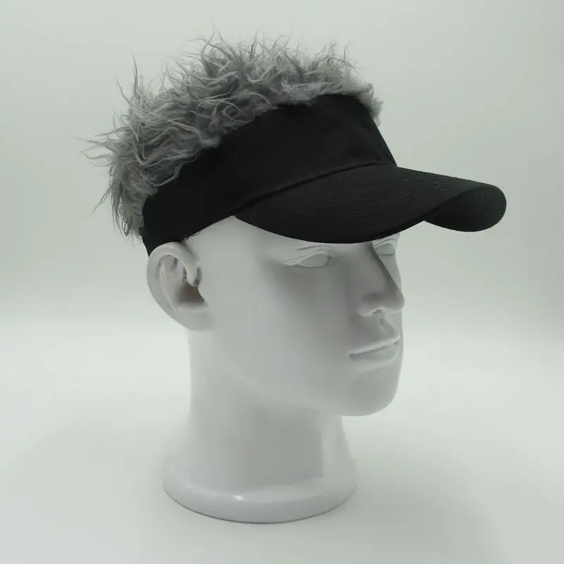 

Flair Hair Sun Visor Cap with Fake Hair Wig Novelty Baseball Cap