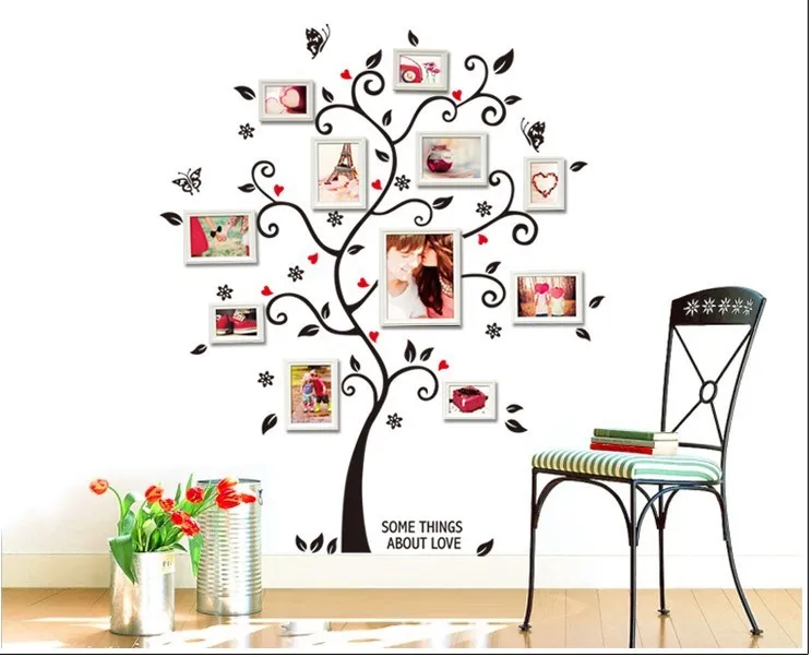 120*100 см Большой размер семейная картина фоторамка Дерево художественная цитата на стену наклейки домашний декор спальни наклейки ZYPA-6031