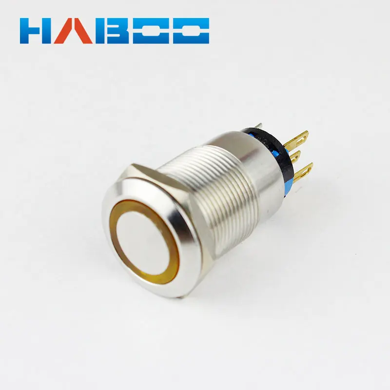 

10pcs/lot IP67 2NO+2NC reset momentary illuminated led lighted stainless steel metal push button switch led ring 19mm