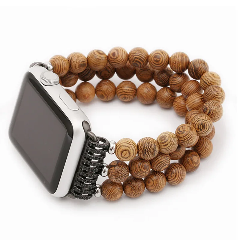 

Wooden Band Bracelet For Apple Watch Iwatch 4 3 2 1 Retro Simple Strap 38mm/42mm/ 40mm/44mm Beads Loop Accessories