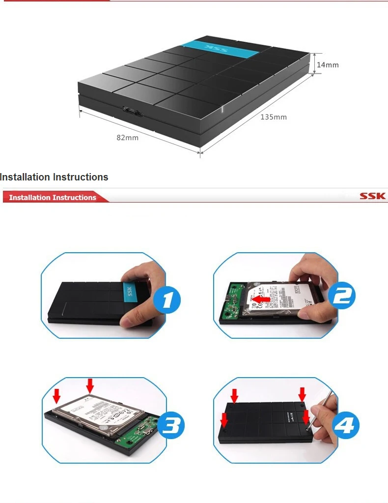 Ssk дизайн Sata usb3.0 жесткий диск 2,5 HDD/SSD Внешний чехол/корпус коробка поддержка 9,5 мм/7 мм для ноутбука Настольный Mac