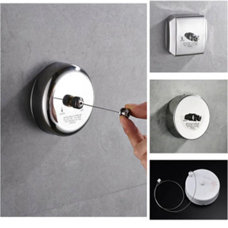 

Multifunctional Punch-free Clothesline Portable Indoor Outdoor Retractable Stainless Steel Bathroom Invisible Storage Rope Rack