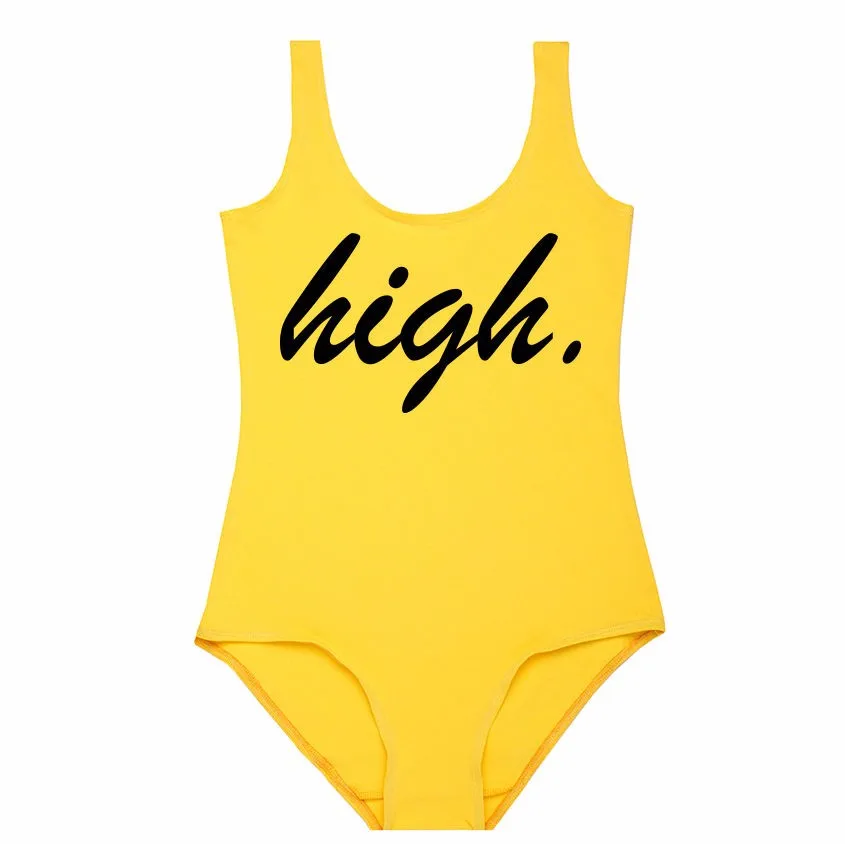 HIGH customize letter print Women Sexy Swimwear high waist Jumpsuits Rompers Bathing Suit Beachwear One-Piece suit bodysuit pink bodysuit