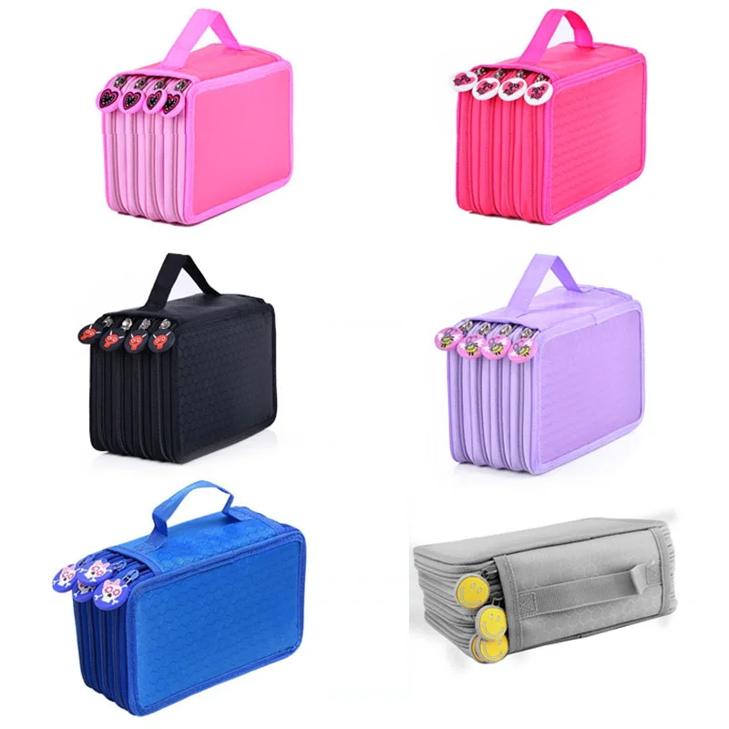 Caixa de Papelaria Esboço Escola Lápis Case Buracos Penalidade Grande Zíper Caneta Bolsa Quatro Multi Camadas Menino Meninas Conjunto 72 4 grande zíper caneta saco quatro multi camadas