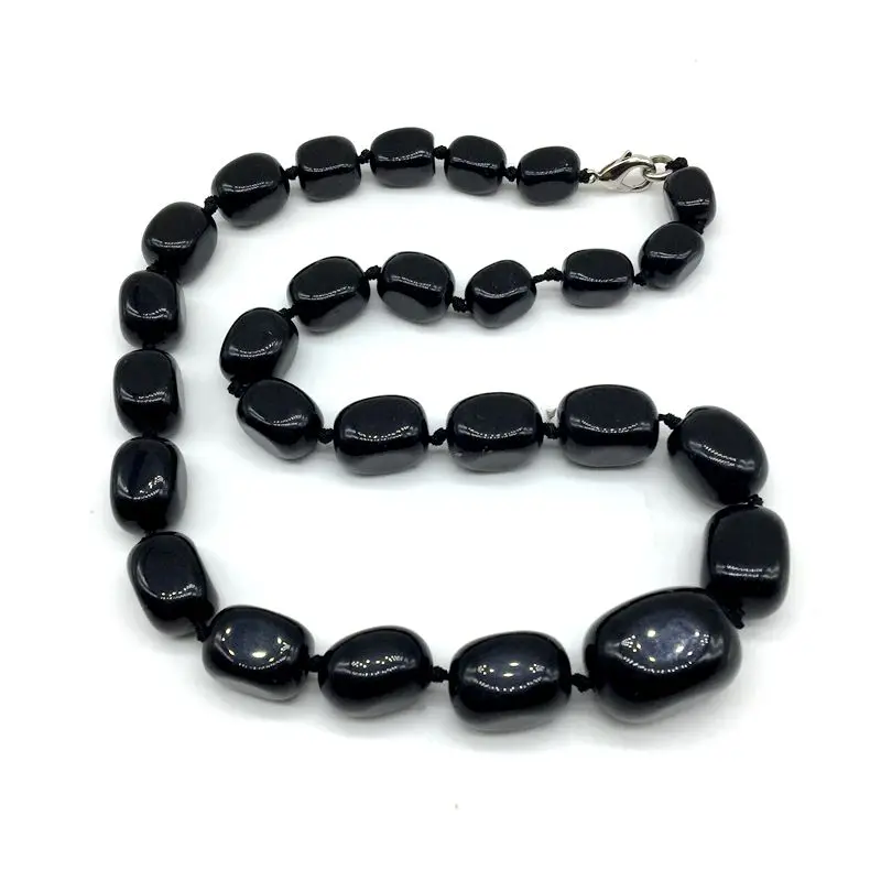 black agate bead necklace choker graduated