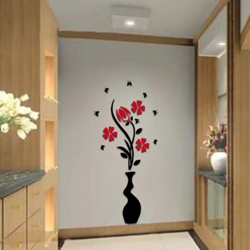 Buy Modern 3D Vase Wall Stickers Flowers Home Decor