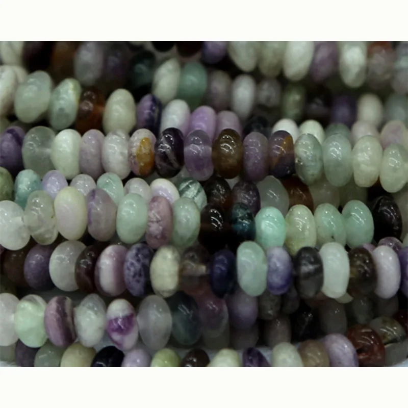 

Discount Wholesale Perfect Natural Rainbow Fluorite Rondelle Loose Beads Fit Jewelry DIY Necklaces or Bracelets 15" 03280