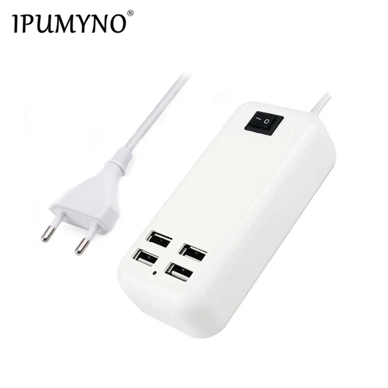 

IPUMYNO 4 Ports Universal Portable USB Charger 15W 3A EU US Plug Smart Mobile Phone Wall Charger Adapter For iPhone iPad Sumsung