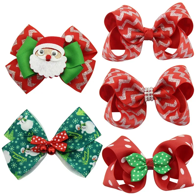 

5Pcs/Set Christmas Hair Bow Clips Girls Hair Accessories Fashion Party Headdress Hairpins Kids Child Hairgrips Barrettes