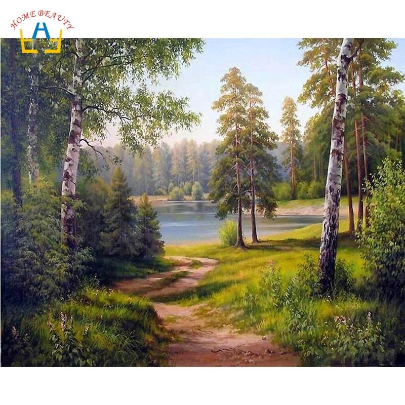 

forest landscape painting by numbers modular pictures for drawing diy hand painted paints canvas prints on the wall decor RA3132
