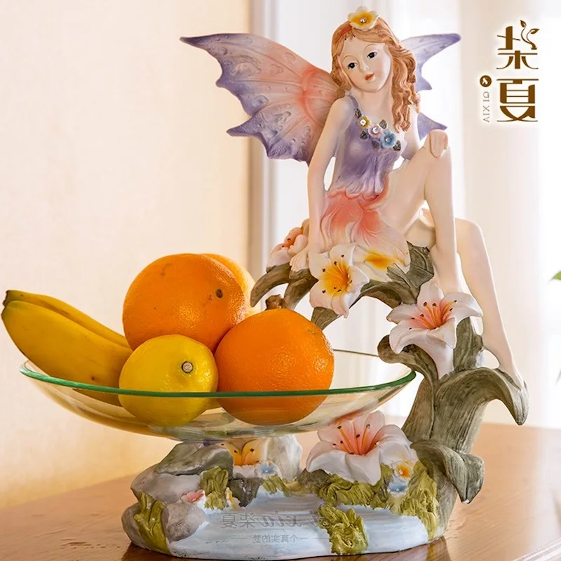 

Creative resin angel girls fruit plate Candy Storage Snack dish home decor wedding decoration fairy Fruit tray resin figurines