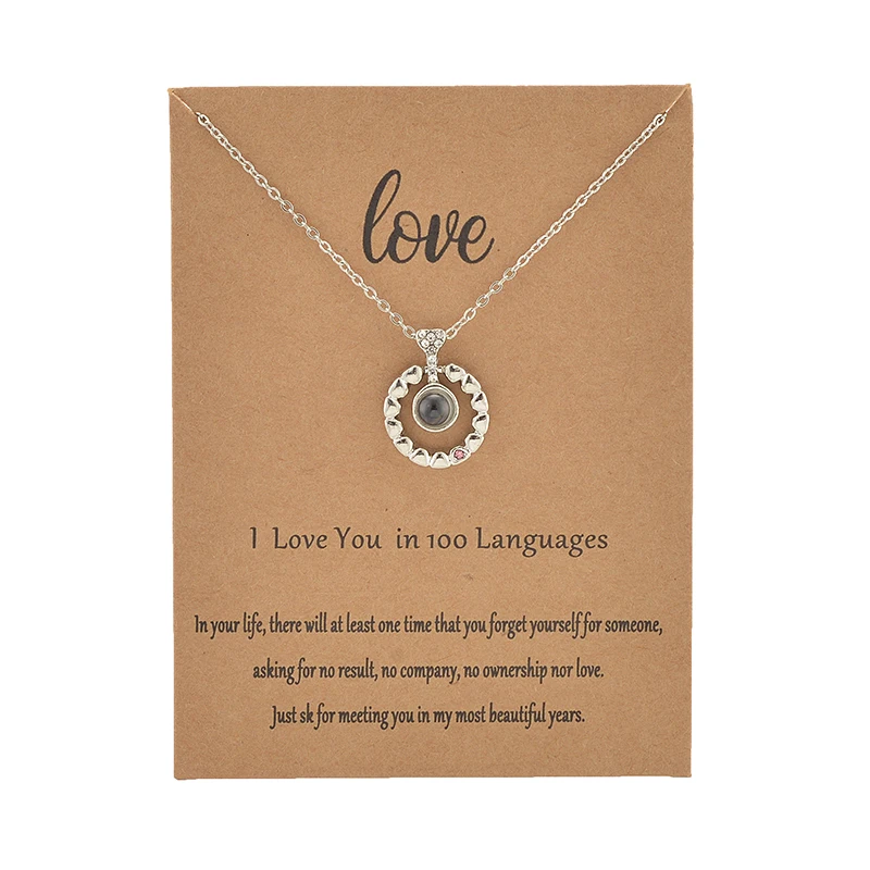 13 видов стилей 100 язык I love You ожерелье для женщин Свадебное ожерелье с буквенными подвесками ювелирные изделия Прямая - Окраска металла: 6196 Card Silver