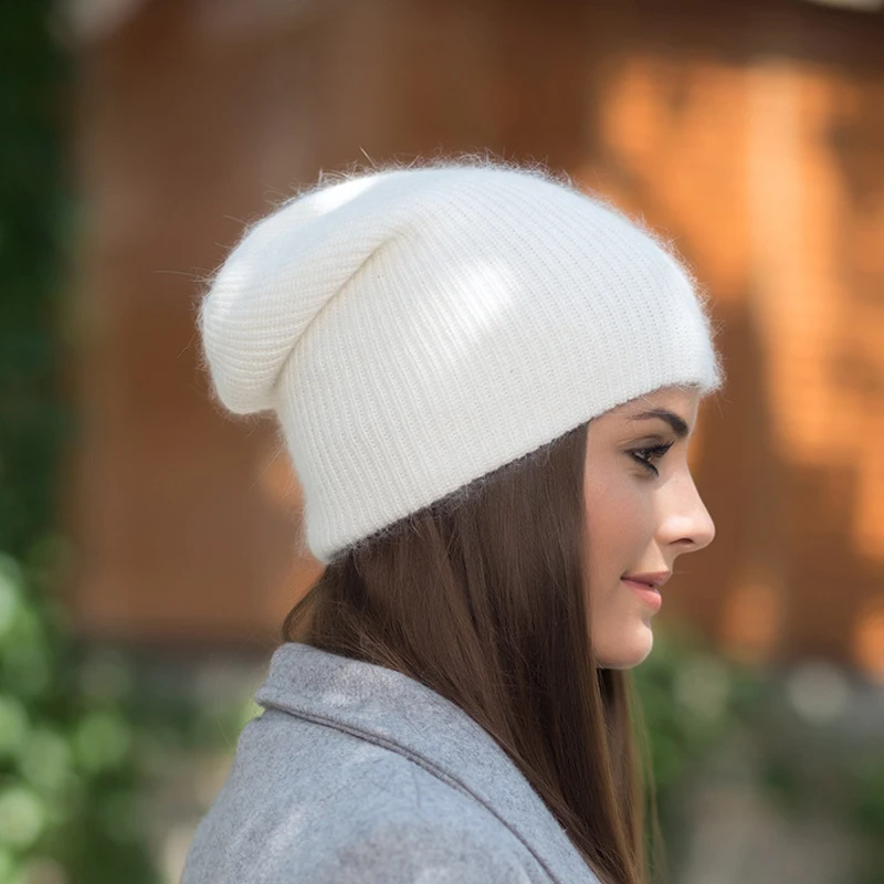 BEFORW Красное вино Белое синее кофе Серый шапка женская Кролик Мех Beanie шапки женские зимние вязаный шерстяной Шапка женскаяОсенние дамы шапки женские зимние кепка