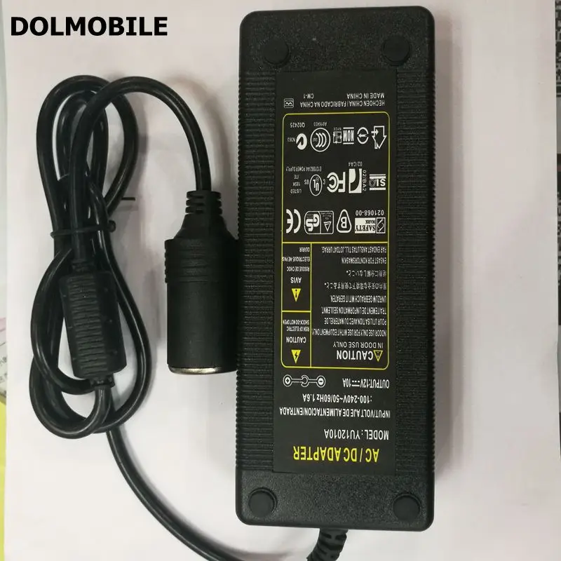 Dolmobile блок питания AC/DC адаптер AC 100~ 240 V вход DC 12 V 10A 120 W выход автомобильный прикуриватель конвертер