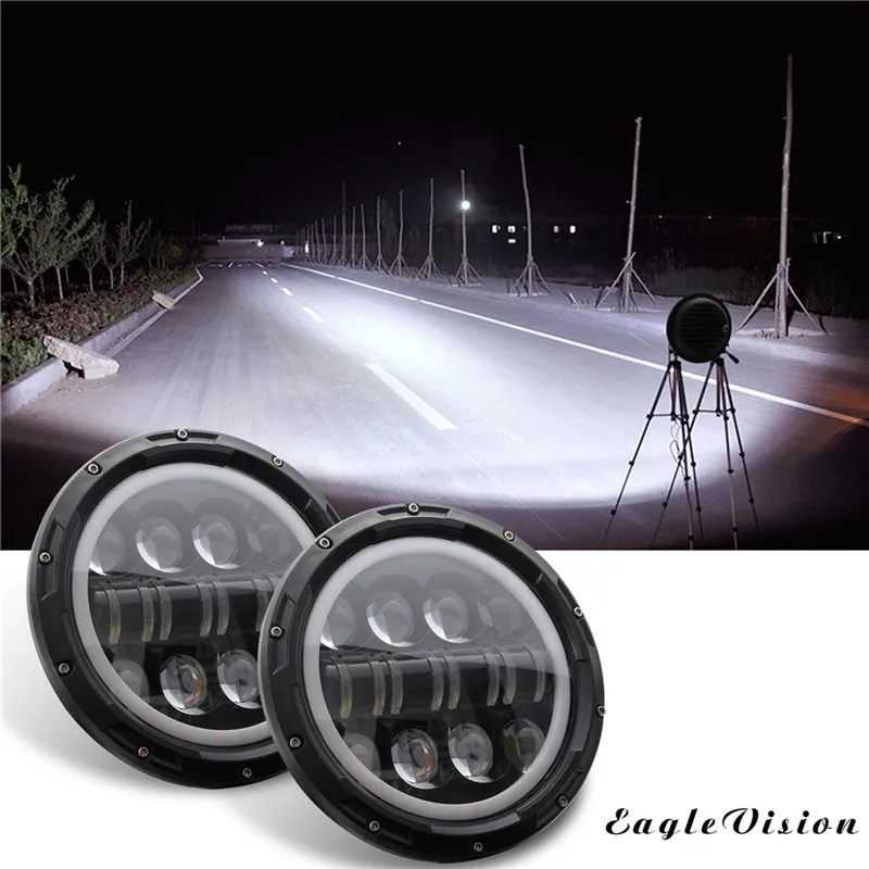 

kongyide Car Light Round 7Inch 500W LED Headlight 50000LM High Low Beam For Jeep Car Hummber Headlight dropship mar15